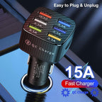 Car Charger Adapter, 6 USB Multi Port, Fast Charger, Include QC 3.0 and 5 Other Ports, Car Interior Accessories, Fit for iPhone 17/16/15/14/13Pro Max, Samsung, Android (Black 2pcs)