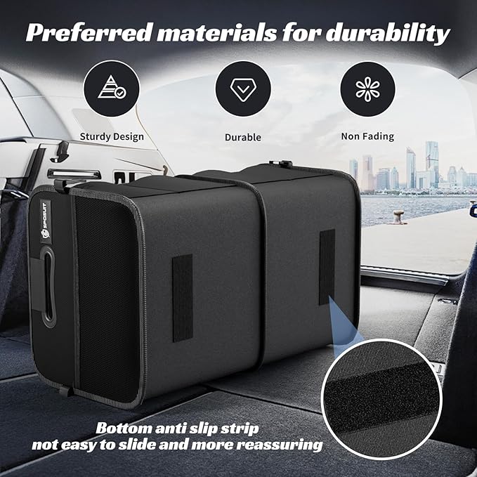 Trunk Organizer for Car - 70L Collapsible Car Storage with 11 Pockets & Reinforced Handles, SUV Trunk Organizers for Grocery Cargo(Black, 2 Pack)