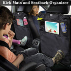 Kick Mats Back Seat Protector, Waterproof Oxford Seat Back Protector, Car Seat Back Protector for Kids, Back of Seat Protector for Kids Feet Car Seat (Black B -2pc)
