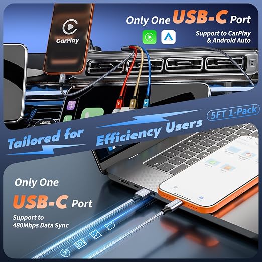 Multi Charging Cable,3 Type-C Multiple Charger Cable Nylon Braided 4 in 1 Multi USB Cable Charging Cord with IP/Type C Ports for Cell Phones/iPhone/Tablets/Galaxy & More-1Pack 5Ft.