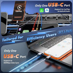 Multi Charging Cable,3 Type-C Multiple Charger Cable Nylon Braided 4 in 1 Multi USB Cable Charging Cord with IP/Type C Ports for Cell Phones/iPhone/Tablets/Galaxy & More-1Pack 5Ft.