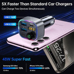 Bluetooth 5.4 FM Transmitter Car Adapter 48W (PD 36W & 12W) [Light Switch] [Hi-Fi Deep Bass] [Fast Charge] Wireless Radio Music Adapter LED Display Hands-Free Calling Support USB Drive
