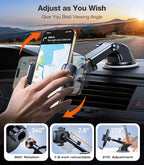 Ultra-Durable Phone Holders for Your Car【96+LBS Strongest Suction】 Car Phone Holder Mount, Safety Certs Cell Phone Car Mount Truck for Dashboard Windshield Vent for iPhone 17 16 15 14 Pro Max