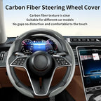 3Pcs Carbon Fiber Steering Wheel Cover Universal Fit 99% Cars | Non-slip soft grip, easy to wipe clean, quick to install, perfect for daily commutes and road trips, Gray