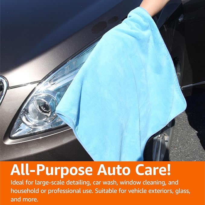 Super Absorbent Microfiber Car Drying Towel, Scratch-Free, Streak-Free, Lint-Free, 36" L x 25" W, Blue (Pack of 2)