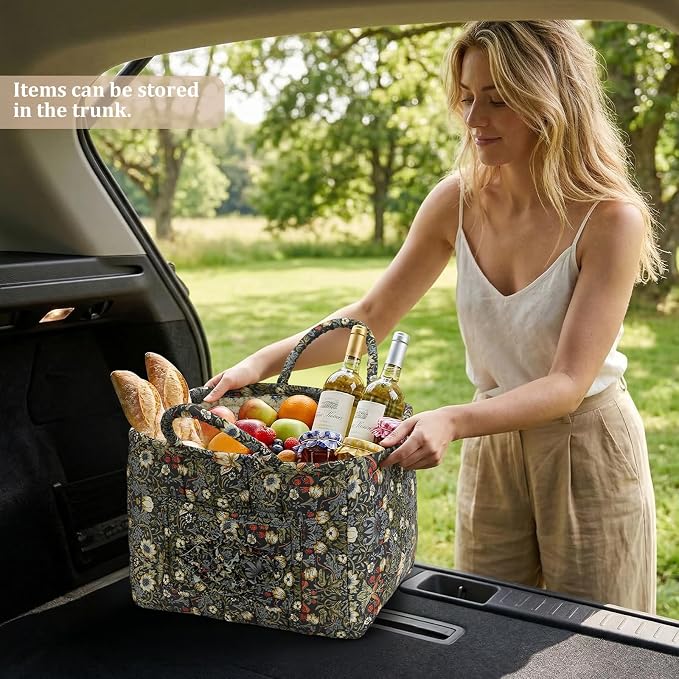 Floral Fabric Storage Basket Car Interior Storage Basket Underwear Sundries Laundry Baskets Supplies Home Organizer Bag (style 5)