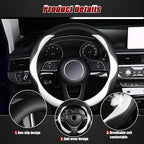 Steering Wheel Cover, Non-Slip Breathable Comfort PU Imitation Leather Cute Car Accessories for Women Girl, Universal Protector in All Season 15 inch Fit Most Car(White)