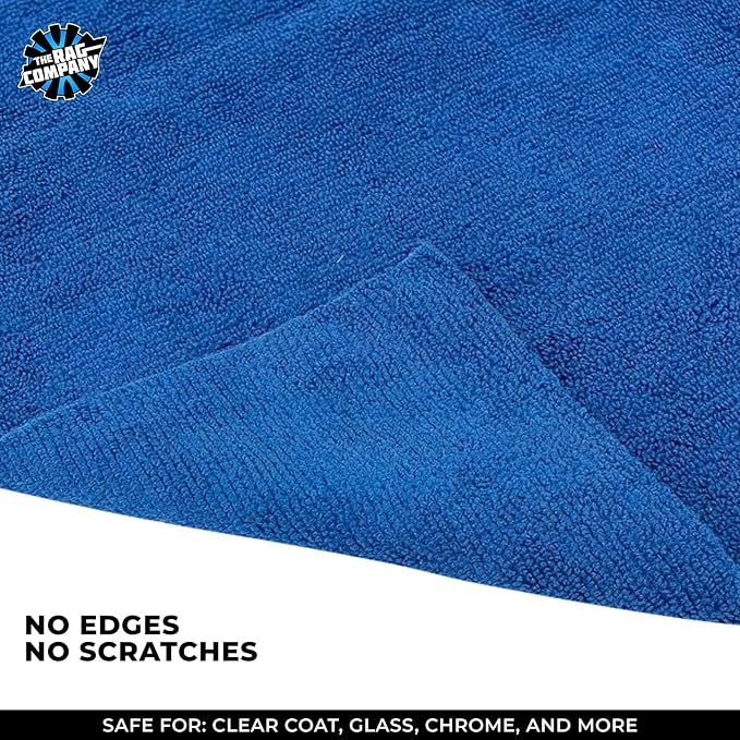 Edgeless 365 Microfiber Towels (10-Pack) Premium 70/30 Blend, Professional Polishing, Wax Removal, Auto Detailing, 365gsm, 16in x 16n, Royal Blue