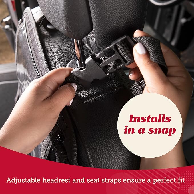 Heavy Duty Back Seat Car Organizer Extra Large for Powerful Protection, Sag Proof & Reinforced Corners, Protects iPad & Backseat, 12 Versatile Car Seat Organizer Storage Compartments, (Red)