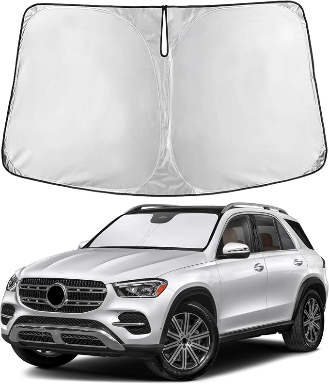 Windshield Sunshade Compatible for Mercedes Benz GLE 350 450 2012-2024 2025 2026, Sun Visor for Front Windshield & Window Sun Shade Cover, UV Heat Blocker & Protector, Car Accessories