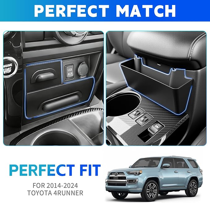 Console Organizer Tray Fits for 2014-2024 Toyota 4Runner Center Console Hanging Dashboard Screen Drawer Armrest Storage Box Compatible with 4Runner Interior Accessories (Drawer+Hanging)
