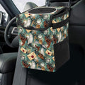 Halloween Wizard Owl Magic Car Trash Can with Lid Collapsible Reusable Waterproof Car Garage Bag,Automotive Garbage Can,Car Accessories Interior Car Organizer