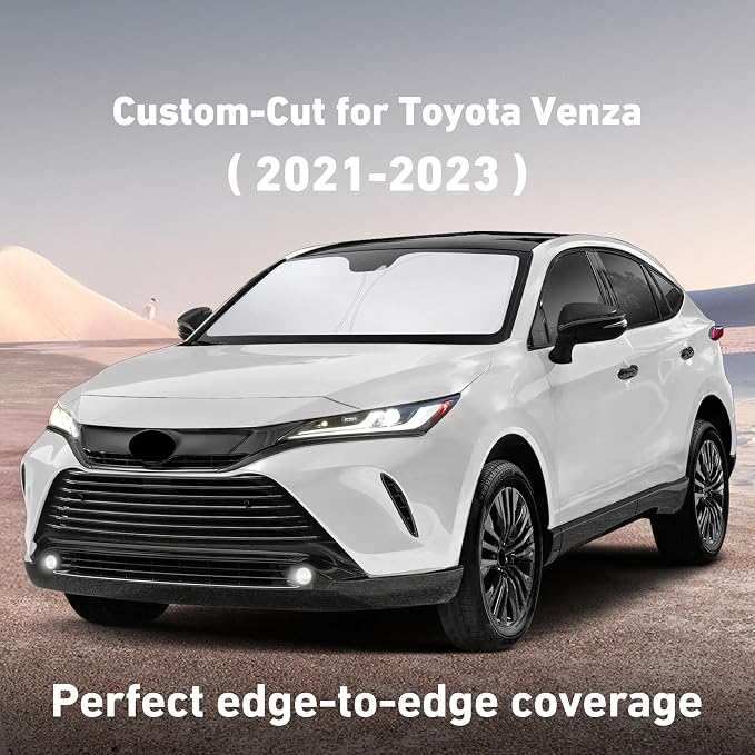 Windshield Sunshade Compatible for Toyota Venza 2021 2022 2023 2024 Sun Visor for Front Windshield & Window Sun Shade Cover, UV Heat Blocker & Protector, Car Accessories