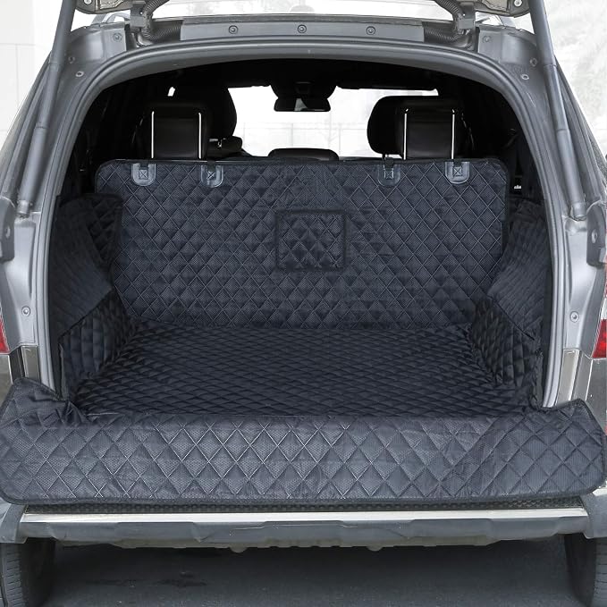 SUV Cargo Liner for Dogs, Waterproof Trunk Cover for SUVs with Bumper Flap Protector, Scratchproof Durable 600D Oxford Fabric, Non-Slip, Machine Washable
