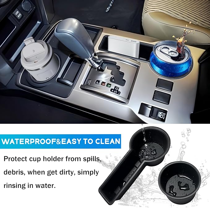 Cup Holder Inserts for 2014-2024 Toyota 4Runner Accessories Center Console Cup Holder Coaster Replaces Upgrade Non-Slip Protector Mat Pad Organizer for 4 Runner 2PCS (Center Console Left Front+Rear)