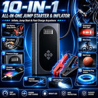 8000A Jump Starter with Air Compressor, 10-in-1 Portable Car Battery Booster and Tire Inflator Fast Charging Power Bank, Air Pump Battery Jumper Camping Road Trips Car Owner Gift