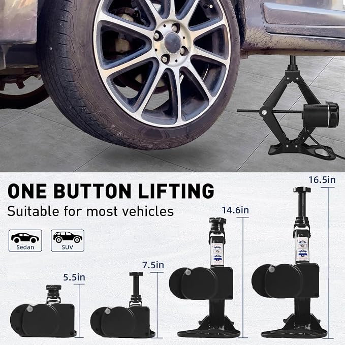 Premium 10 in 1 Electric Scissor Jack Enhanced Safety 3 Ton Car Jack Kit Automatic 12V Tire Repair Kit for Sedans SUV Tire Replacement