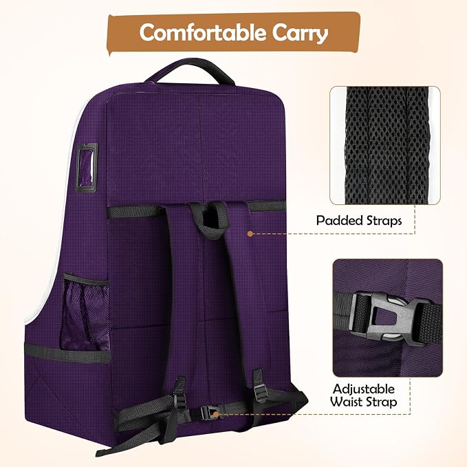 Padded Carseat Travel Bag for Airplane, Car Seat Travel Backpack with Shoulder Straps, Gate Check Car Seat Bags for Air Travel, Toddler Airplane Travel Essentials