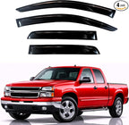 KPY Rain Guards Fit for 2001-2007 Chevrolet Silverado/GMC Sierra Crew Cab, Out-Channel Window Visors Vent Deflectors, 2002-2006 Chevy Avalanche/Suburban/Cadillac Escalade EXT/GMC Yukon XL (Crew Cab)