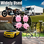 4PCS Crown Bling Tire Stem Valve Caps, Crystal Diamond Tire Air Cap Set Universal Copper Core Stem Covers for Cars, SUV, Trucks, Bikes, Motorcycles, Bicycles (Pink & Pink)