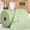 Microfiber Cleaning Cloth Roll - 100 Pack Tear Away Microfiber Paper Towels, Reusable, Washable, Scratch-Free, Kitchen Towels for Car, Home, Kitchen, Glass, Dishes(Bean Green)