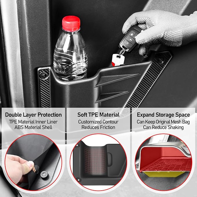 2PCS Rear Door Storage Pockets Compatible for Ford Bronco Accessories 2025,Side Organizer Box Fit Bronco 4-Door 2021 2022 2023 2024,Interior Storage Expansion Organizer Accessory,2PCS Black