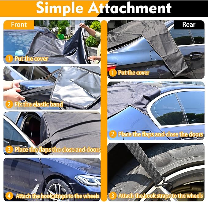 Windshield Cover, 600D Oxford Automotive Windshield Snow Cover for Ice, Snow, Frost & Sunlight, Vehicle Window Protector Windscreen Shield with Mirror Cover for Sedan & Medium SUVs