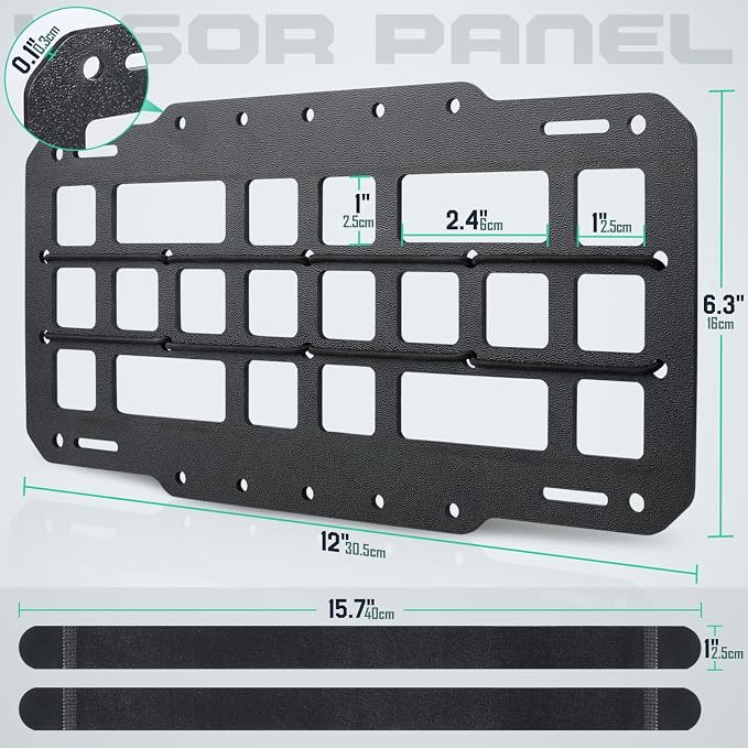 Car Sun Visor Organizer, Rigid Molle Panel Visor Accessories, Modular Vehicle Visor Holder for Tactical Gears and Molle Pouches, Fit Most Vehicles, SUVs, Jeeps, and Trucks