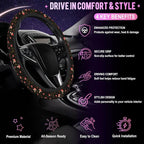 Vintage Mushroom Steering Wheel Cover for Women Men Neoprene Breathable Botanical Floral Wheel Cover Protector Anti-Slip Car Accessories Universal 15 Inch Fit for Cars Trucks Vehicles