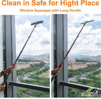 Squeegee for Window Cleaning,12" Squeegee and 11" Microfiber Scrubber Combi with Stainless Steel Pole,Extendable Window Cleaner for Car,Sliding Door,Shower Glass Door-Swivel Style-2 Pads