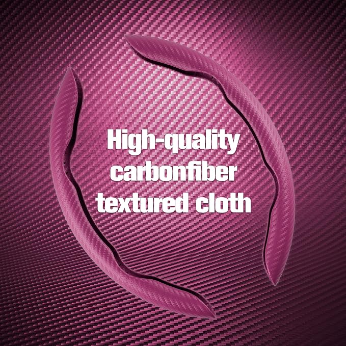 2pcs Carbon Fiber Anti-Skid Steering Wheel Cover, Waterproof & Segmented Butterfly Design, Universal 99% Vehicle Wheel Cover Protector, Car Interior Accessories (Pink-2pcs)