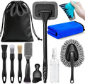Car Interior Cleaning Kit - Windshield Cleaner Tool, 3 Graded Boar Brushes, Double Head AC Vent Shutter Brush, Towels, Duster, Car Interior Detailing Kit for RVs, Truck, Trailer