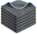 Airlab Glass Polishing Cloth Streak Free Miracle Cleaning Cloth Lint Free Microfiber Cleaning Rags for Glasses Kitchen Dish Mirrors Easy Clean, Pack of 6, 12" x 12", Grey-Light Blue