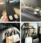 2 Pack Car Hooks for Headrest, Car Purse Hook Seat Back Hanger Storage Organizer, Multifunctional Car Hanger & Holder for Heatrest, Seat, Bag, Purse