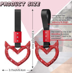 Bling Car Accessories Bling Heart Handle Ring Car Accessory for Women Heart Hand Strap Drift Charm Rear Bumper Warning Ring Decor for Auto Bus Interior Exterior Decoration (Red, Devil Style)