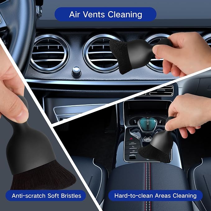 24Pcs Car Detailing Kit, Car Detailing Brush Set, Car Wash Cleaning Kit, Car Detailing Brushes, Professional Car Care Kit for Interior Exterior Wheels, Blue