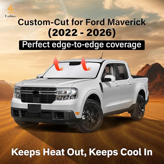 Windshield Sun Shade Compatible for Ford Maverick 2022-2024 2025 2026 Sun Shade Front Windshield Sun Visor Foldable Thicker 5-Layer Block Heat and Sun UV Rays | Car Accessories
