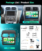 8 Core 6G+128G for Toyota Corolla 2009-2013 Android Car Stereo Carplay Android Auto, 9 Inch for Corolla Radio GPS 4G-WiFi Bluetooth 5.0 FM/RDS DSP-36 Mirror Link Backup Camera