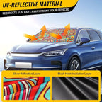 Car Windshield Sun Shade - Reflector Sunshade Offers Ultimate Protection for Car Interior, Cool Reflective Sun Blocker Fits Small Sedans, Mini SUVs