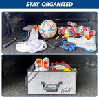 Car Trunk Organizer with Lid, Collapsible Multi Compartment SUV Organizer with Non-Slip Base Adjustable Straps