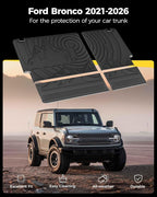3W Ford Bronco Back Seat Cover Custom Fit for 2021-2025 2026 Bronco 4 Door All Weather Fit for Floor Liner Backrest Mats Full Set Ford Bronco Accessories