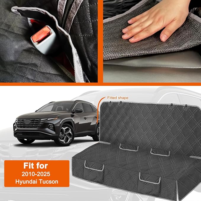 Dog Car Seat Cover Compatible with Hyundai Tucson 2010-2025, Waterproof Pet Bench Seat Cover for Back Seat, 600D Heavy Duty Scratch Proof Nonslip Truck Seat Covers for Dogs