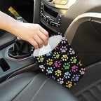 Car Garbage Bag Colorful Paw Print Mini Car Trash Bin Portable Collapsible Waterproof Rubbish Bag for Car Accessories Back Front Seat Cup Holder