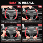 Car Steering Wheel Cover, Microfiber Leather Steering Wheel Covers with Anti-Slip Lining, Breathable Elastic Car Steering Wheel Protector, Universal Standard Size 14-15 inch