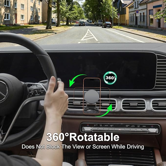 Car Phone Holder for Mercedes-Benz 2020-2026 GLE GLS, Strong Magnetic Phone Mount Compatible with MagSafe, 360° Rotation, No-Damage Installation, Exclusive Custom Fit for GLE GLS Accessories