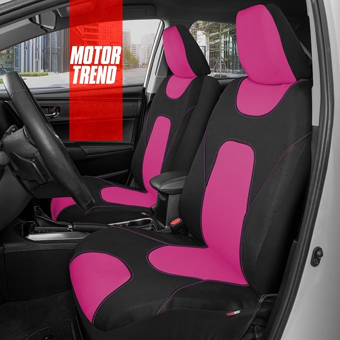 AquaShield Waterproof Pink Front Seat Covers, Black 60/40 Split Bench Rear Seat – Neoprene Front Car Seats Cover, SUV Seat Covers Protector - Interior Cover for Auto, Trucks, & Dog Owners