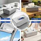 Car Tissue Holder Leather PU Tissues Box Cover for Sun Visor and Car Backseat Extra Large Rectangle Napkin Holder Fits for Various Tissue Sizes Soft Tissues Storage & Organization
