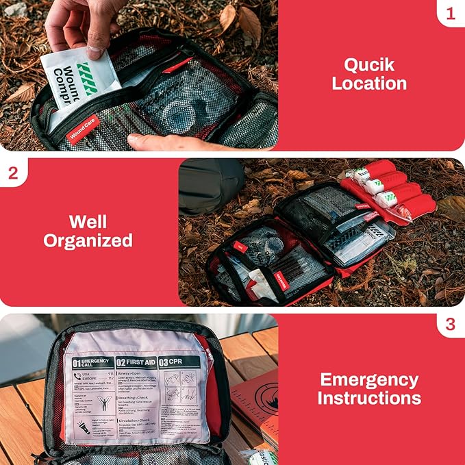 Ultralight First Aid Kit Water-Resistent Medical Kit for Camping, Cycling, Travel, Climbing, Up to 4 Days