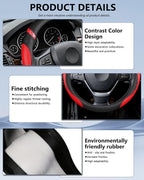 Steering Wheel Cover for Women Leather Universal Steering Wheel Cover for Car 15 inch (Red)