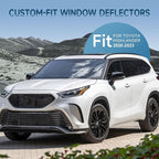 Rain Guards Fit for Toyota Highlander 2020 2021 2022 2023 2024 2025 2026 L LE XLE XSE Limited Platinum Hybrid, Durable Tape on Side Windows Deflectors 2020-2026 Highlander Rain Guard Black - 6 PCS